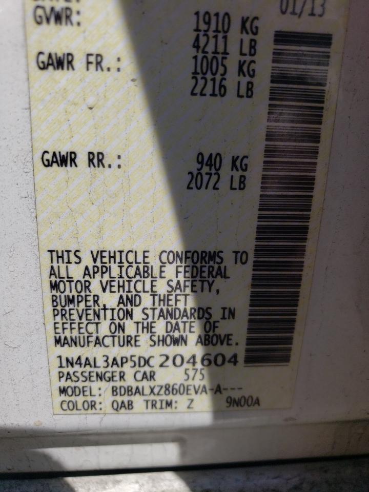 Photo 10 from auction – 2013 NISSAN ALTIMA 2.5 with VIN 1N4AL3AP5DC204604