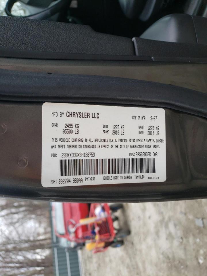 Photo 10 from auction – 2008 DODGE CHARGER SX with VIN 2B3KK33GX8H128753