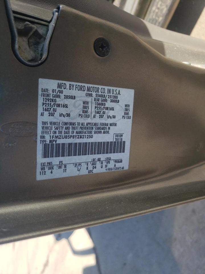 Photo 10 from auction – 2000 FORD EXPLORER L with VIN 1FMZU85P8YZB21250