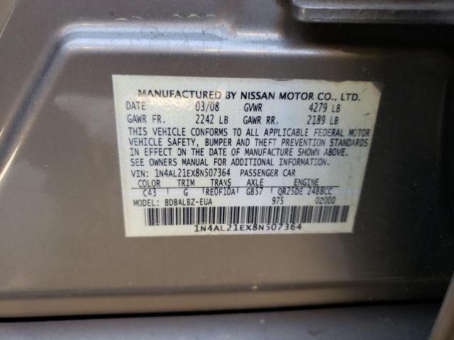 Photo 10 from auction – 2008 NISSAN ALTIMA with VIN 1N4AL21EX8N507364