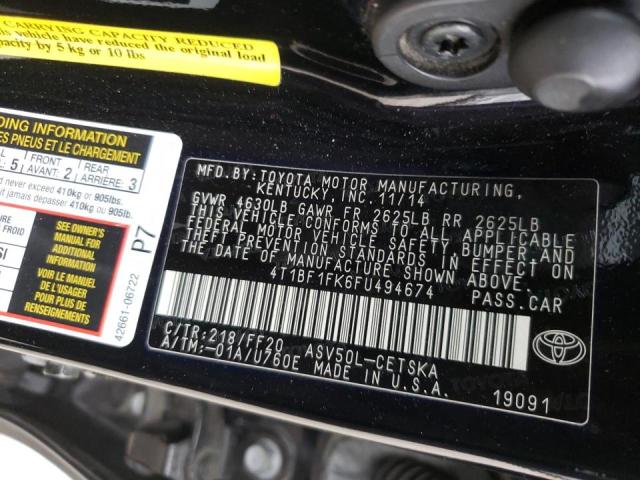 Photo 10 from auction – 2015 TOYOTA CAMRY LE with VIN 4T1BF1FK6FU494674