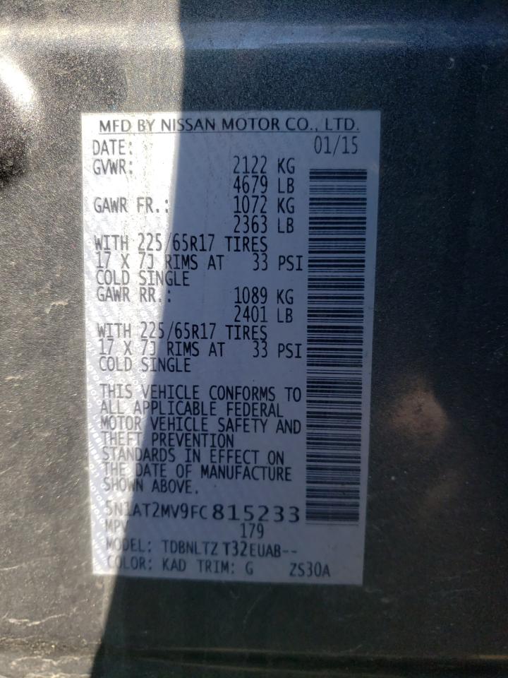 Photo 10 from auction – 2015 NISSAN ROGUE with VIN 5N1AT2MV9FC815233