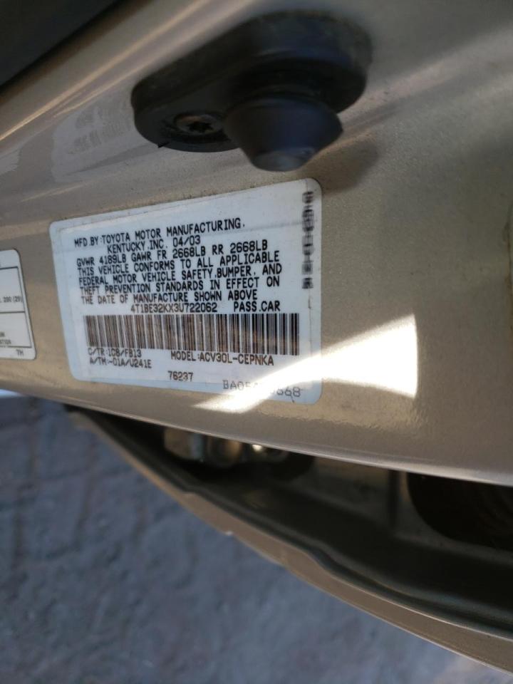 Photo 10 from auction – 2003 TOYOTA CAMRY LE with VIN 4T1BE32KX3U722062