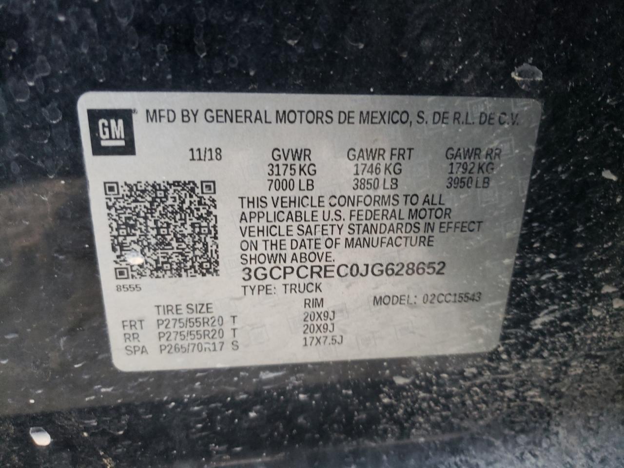 Photo 10 from auction – 2018 CHEVROLET SILVERADO with VIN 3GCPCREC0JG628652