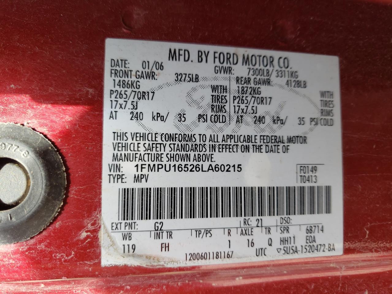 Photo 10 from auction – 2006 FORD EXPEDITION with VIN 1FMPU16526LA60215