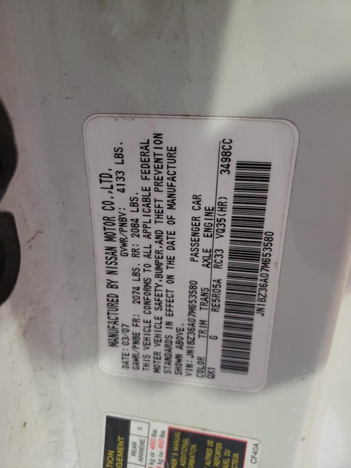 Photo 10 from auction – 2007 NISSAN 350Z with VIN JN1BZ36A07M653580