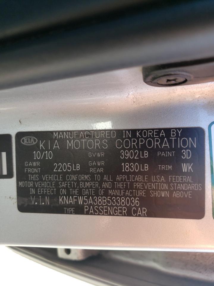 Photo 10 from auction – 2011 KIA FORTE SX with VIN KNAFW5A38B5338036
