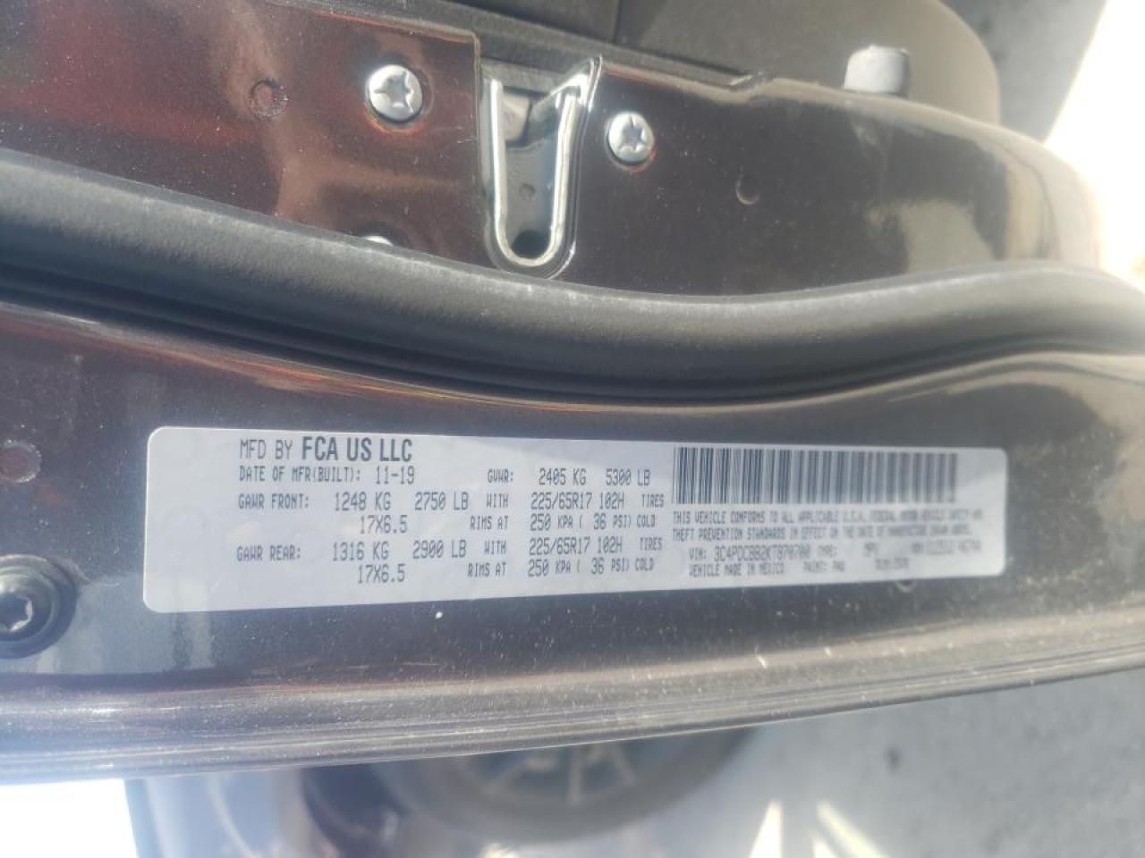 Photo 10 from auction – 2019 DODGE JOURNEY SE with VIN 3C4PDCBB2KT870700
