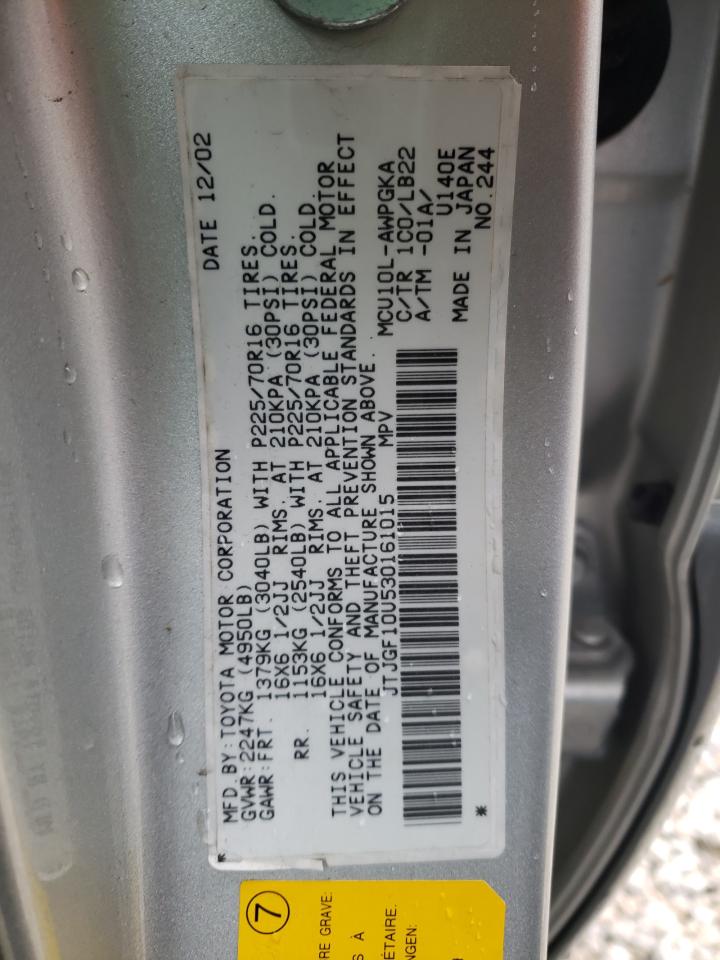 Photo 10 from auction – 2003 LEXUS RX 300 with VIN JTJGF10U530161015