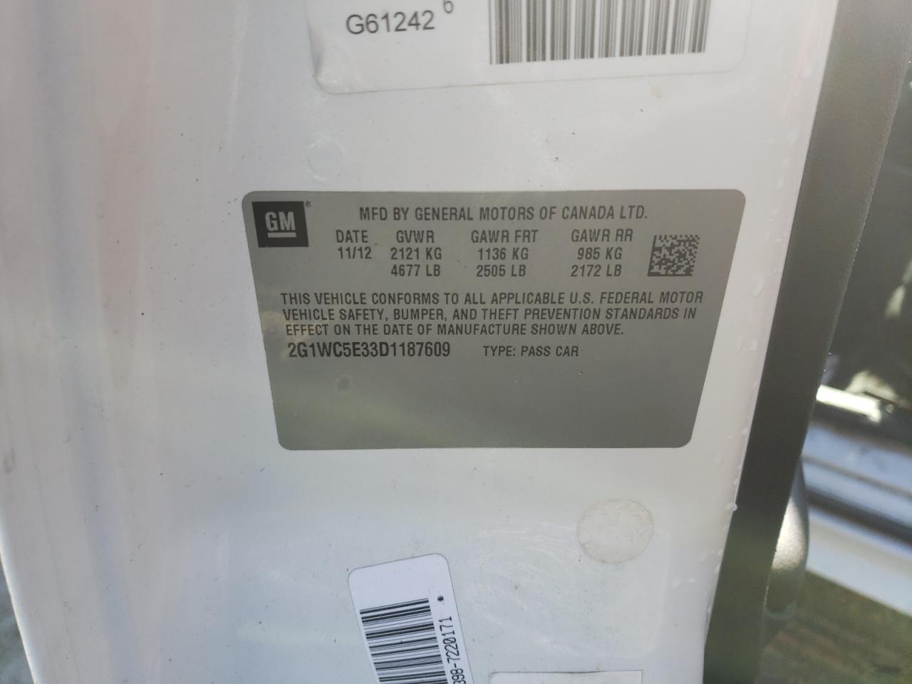 Photo 10 from auction – 2013 CHEVROLET IMPALA LTZ with VIN 2G1WC5E33D1187609