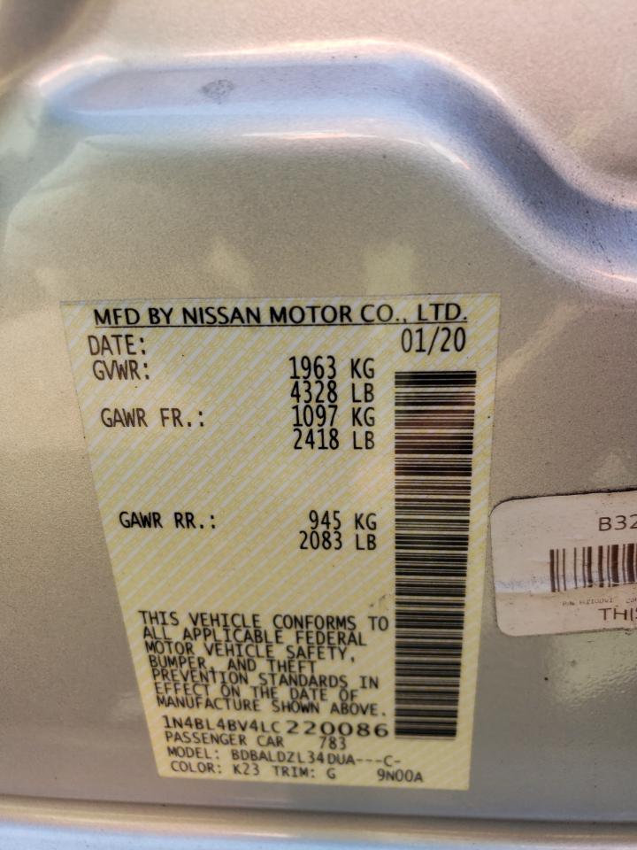 Photo 10 from auction – 2020 NISSAN ALTIMA S with VIN 1N4BL4BV4LC220086