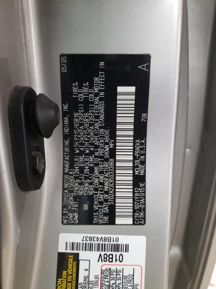 Photo 10 from auction – 2005 TOYOTA SIENNA CE with VIN 5TDZA23C95S333968