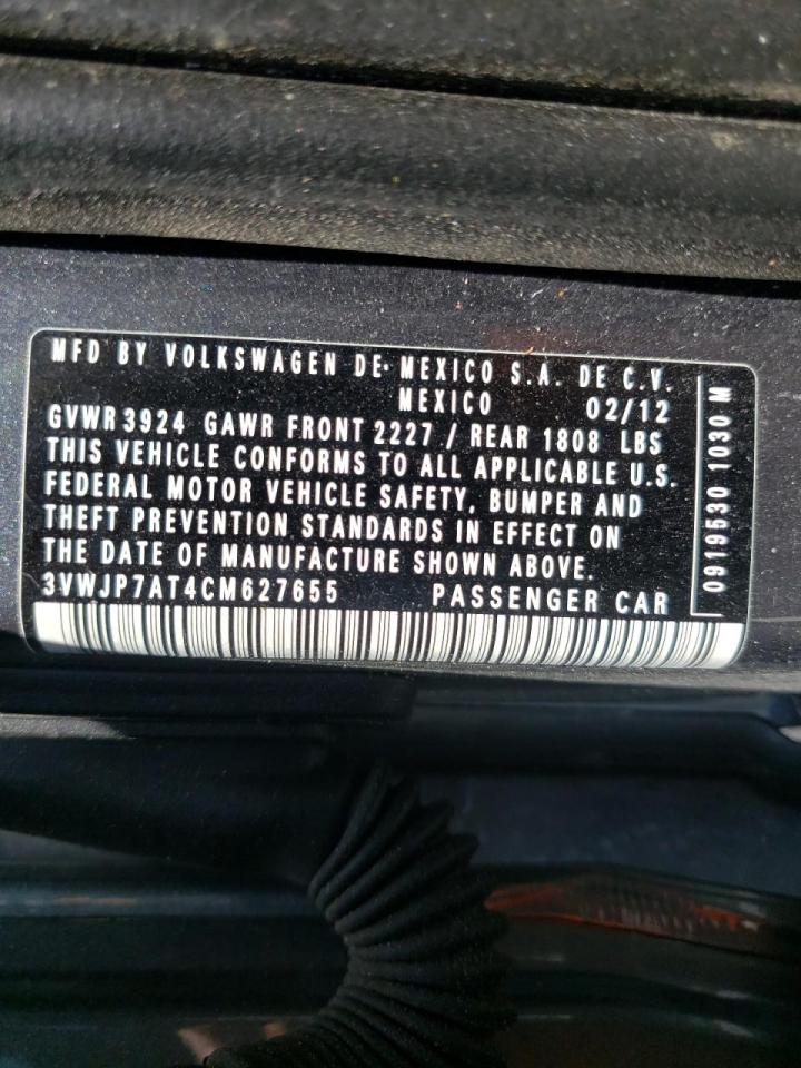 Photo 10 from auction – 2012 VOLKSWAGEN BEETLE with VIN 3VWJP7AT4CM627655