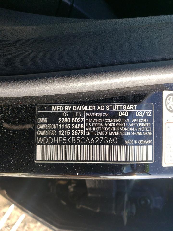 Photo 10 from auction – 2012 MERCEDES-BENZ E 350 with VIN WDDHF5KB5CA627360