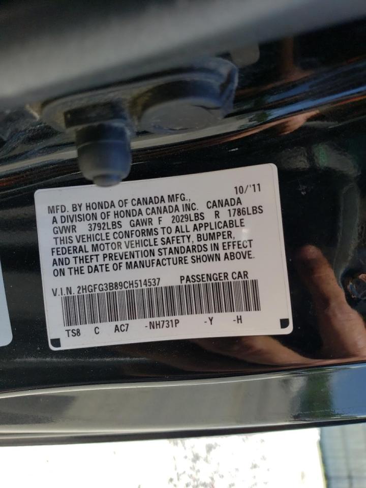 Photo 10 from auction – 2012 HONDA CIVIC EX with VIN 2HGFG3B89CH514537
