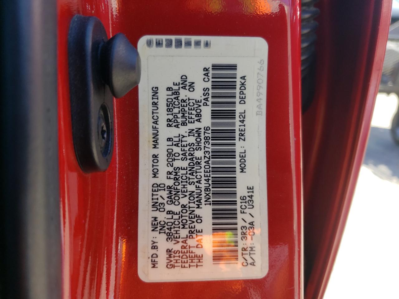 Photo 10 from auction – 2010 TOYOTA COROLLA BA with VIN 1NXBU4EE0AZ373876