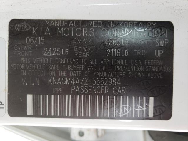 Photo 10 from auction – 2015 KIA OPTIMA LX with VIN KNAGM4A72F5662984
