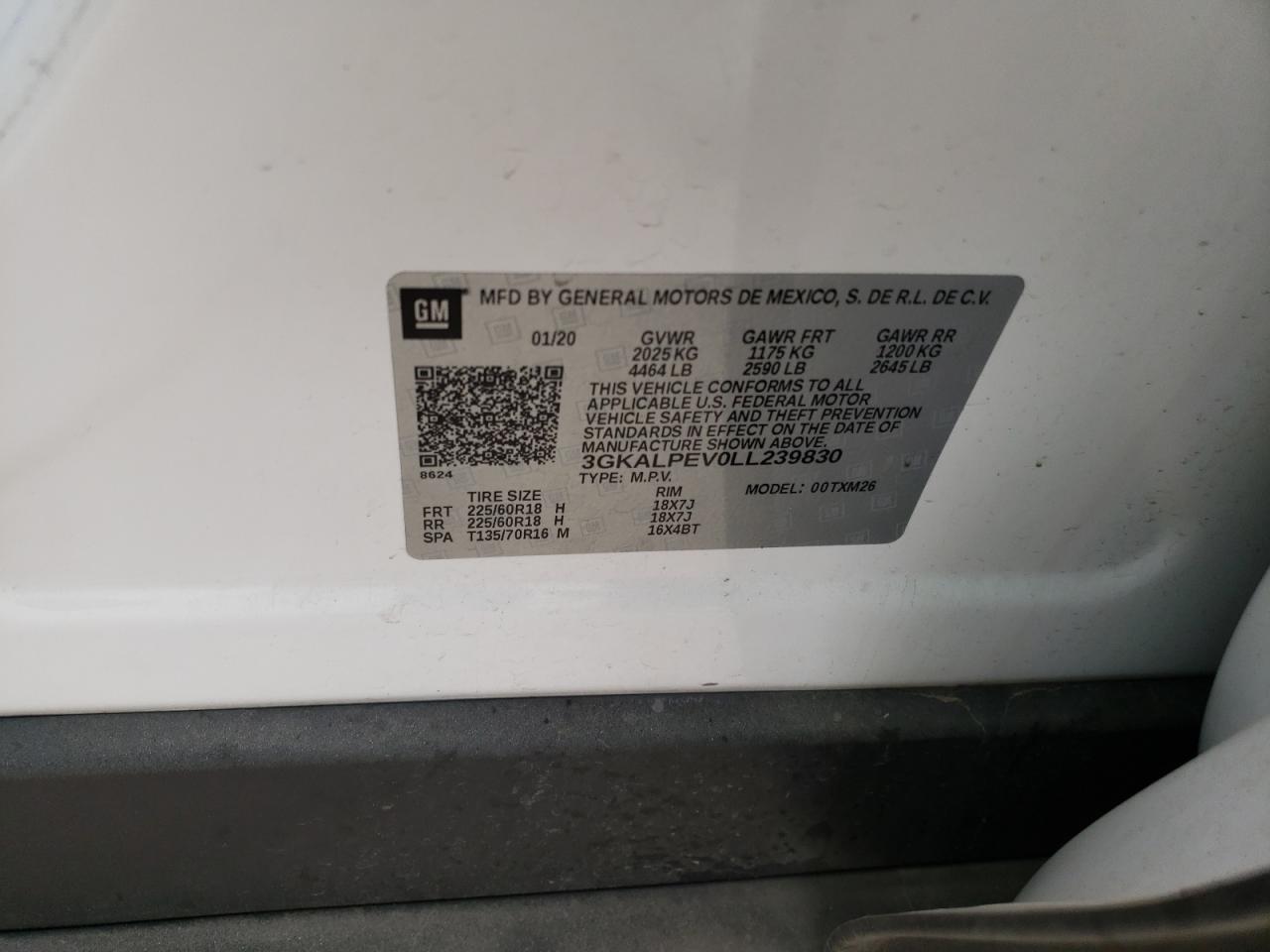 Photo 10 from auction – 2020 GMC TERRAIN SL with VIN 3GKALPEV0LL239830