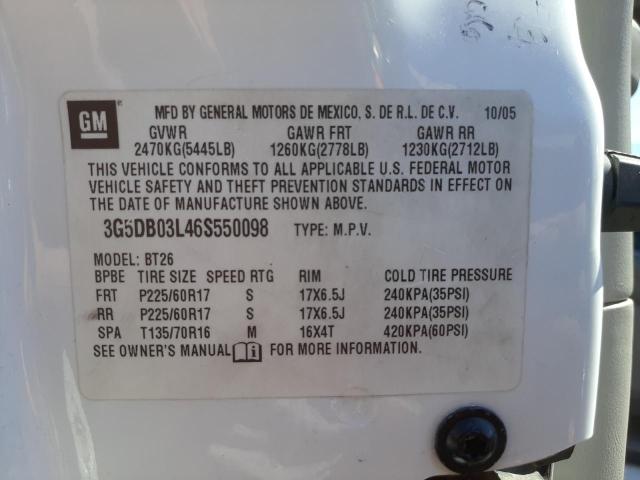 Photo 10 from auction – 2006 BUICK RENDEZVOUS with VIN 3G5DB03L46S550098