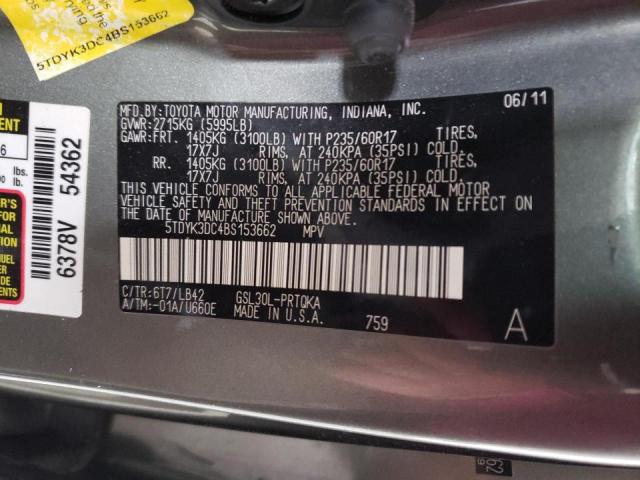 Photo 10 from auction – 2011 TOYOTA SIENNA with VIN 5TDYK3DC4BS153662