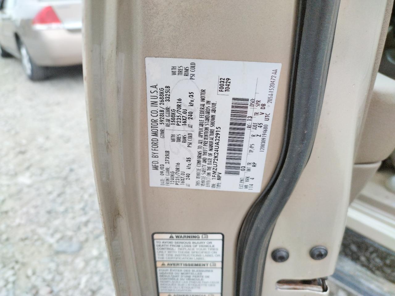 Photo 10 from auction – 2004 FORD EXPLORER X with VIN 1FMZU72K24UA32915