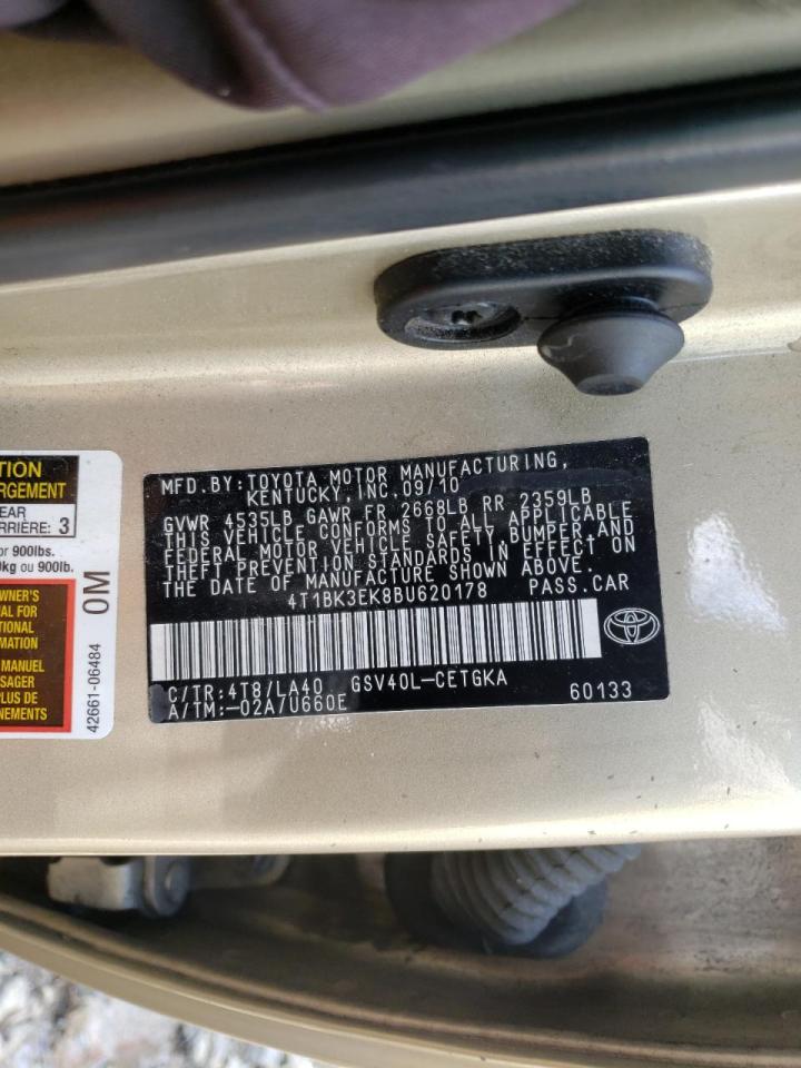 Photo 10 from auction – 2011 TOYOTA CAMRY SE with VIN 4T1BK3EK8BU620178