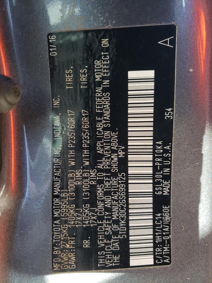 Photo 10 from auction – 2016 TOYOTA SIENNA XLE with VIN 5TDYK3DC2GS699125
