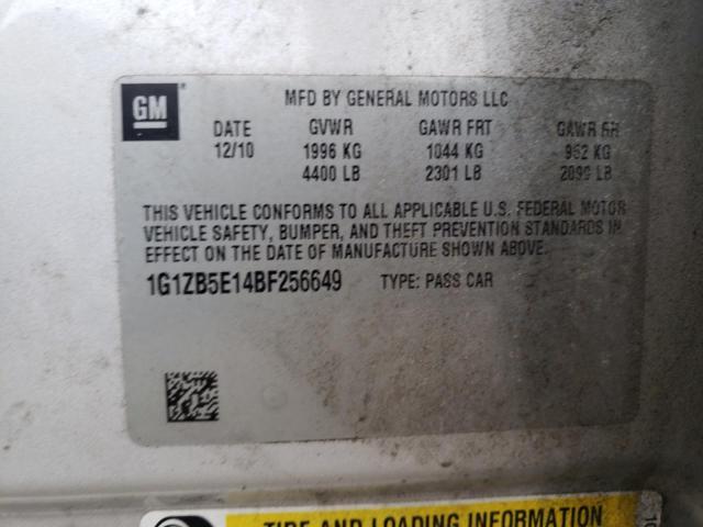 Photo 10 from auction – 2011 CHEVROLET MALIBU LS with VIN 1G1ZB5E14BF256649
