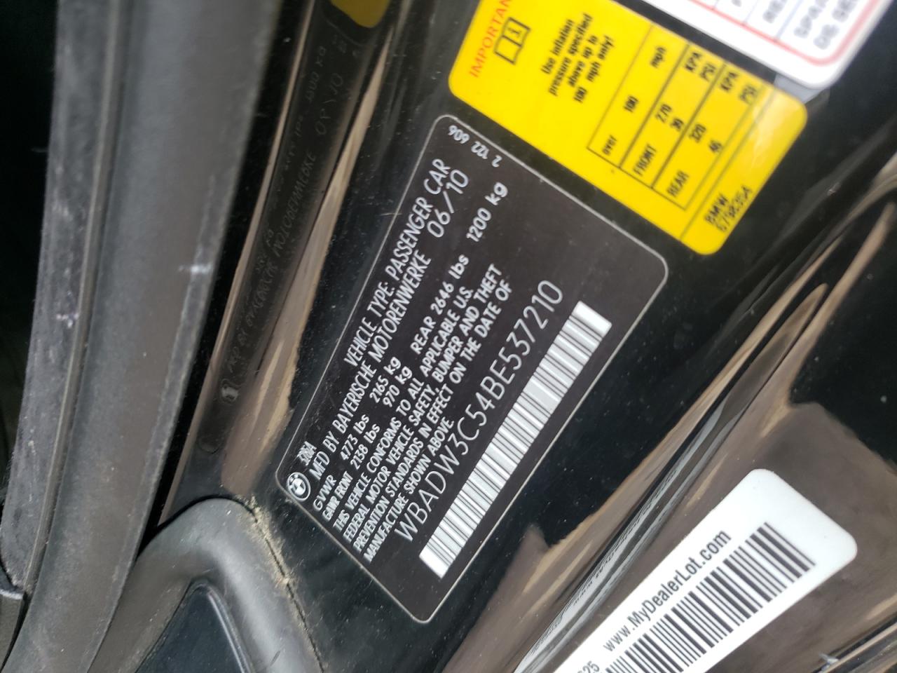 Photo 10 from auction – 2011 BMW 328 I with VIN WBADW3C54BE537210