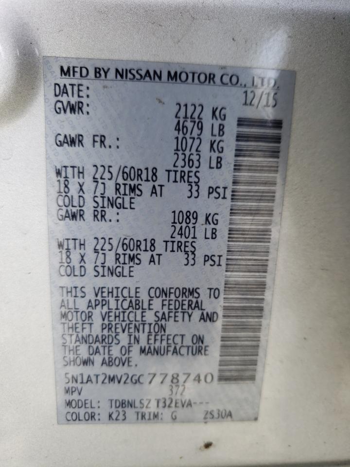 Photo 10 from auction – 2016 NISSAN ROGUE S with VIN 5N1AT2MV2GC778740
