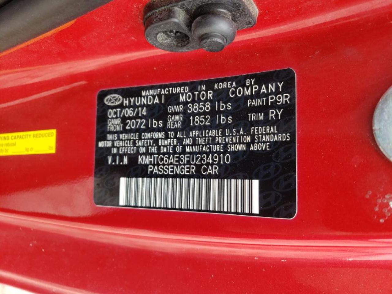 Photo 10 from auction – 2015 HYUNDAI VELOSTER T with VIN KMHTC6AE3FU234910