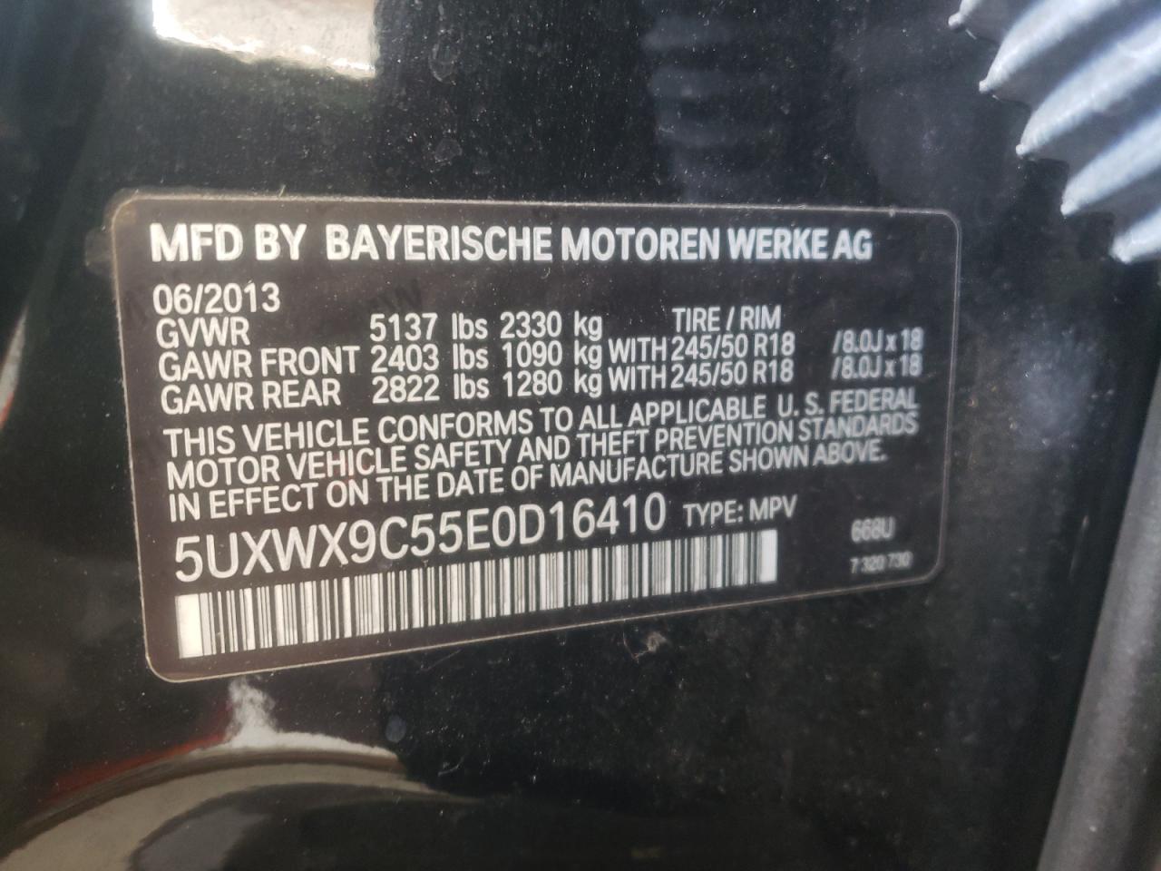 Photo 10 from auction – 2014 BMW X3 XDRIVE2 with VIN 5UXWX9C55E0D16410