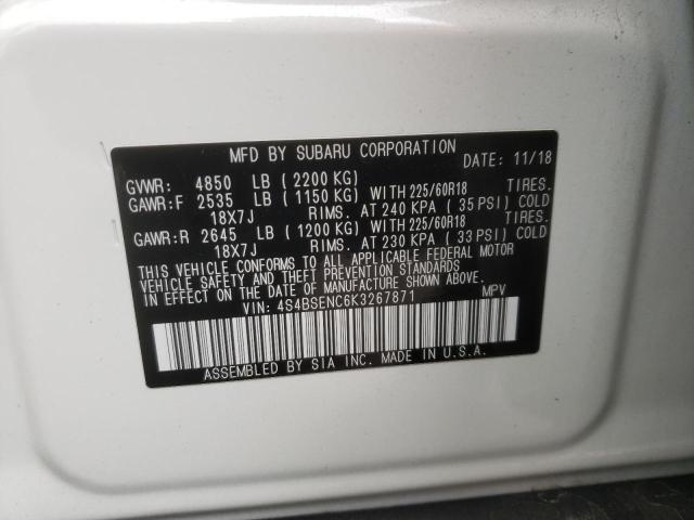 Photo 10 from auction – 2019 SUBARU OUTBACK 3. with VIN 4S4BSENC6K3267871