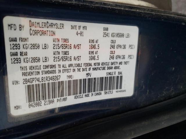 Photo 10 from auction – 2001 DODGE GRAND CARA with VIN 2B4GP74L81R348267