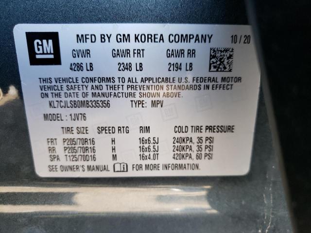 Photo 10 from auction – 2021 CHEVROLET TRAX 1LT with VIN KL7CJLSB0MB335356