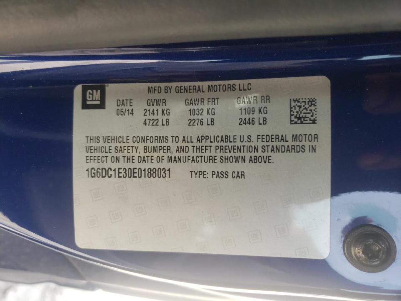 Photo 10 from auction – 2014 CADILLAC CTS PERFOR with VIN 1G6DC1E30E0188031