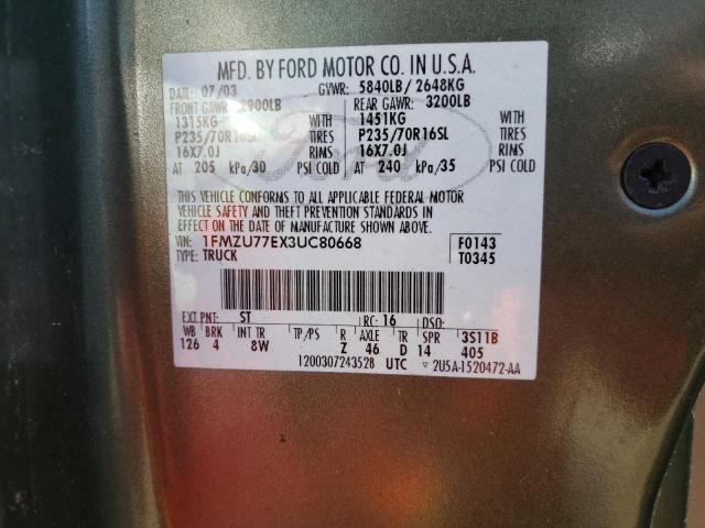 Photo 10 from auction – 2003 FORD EXPLORER S with VIN 1FMZU77EX3UC80668