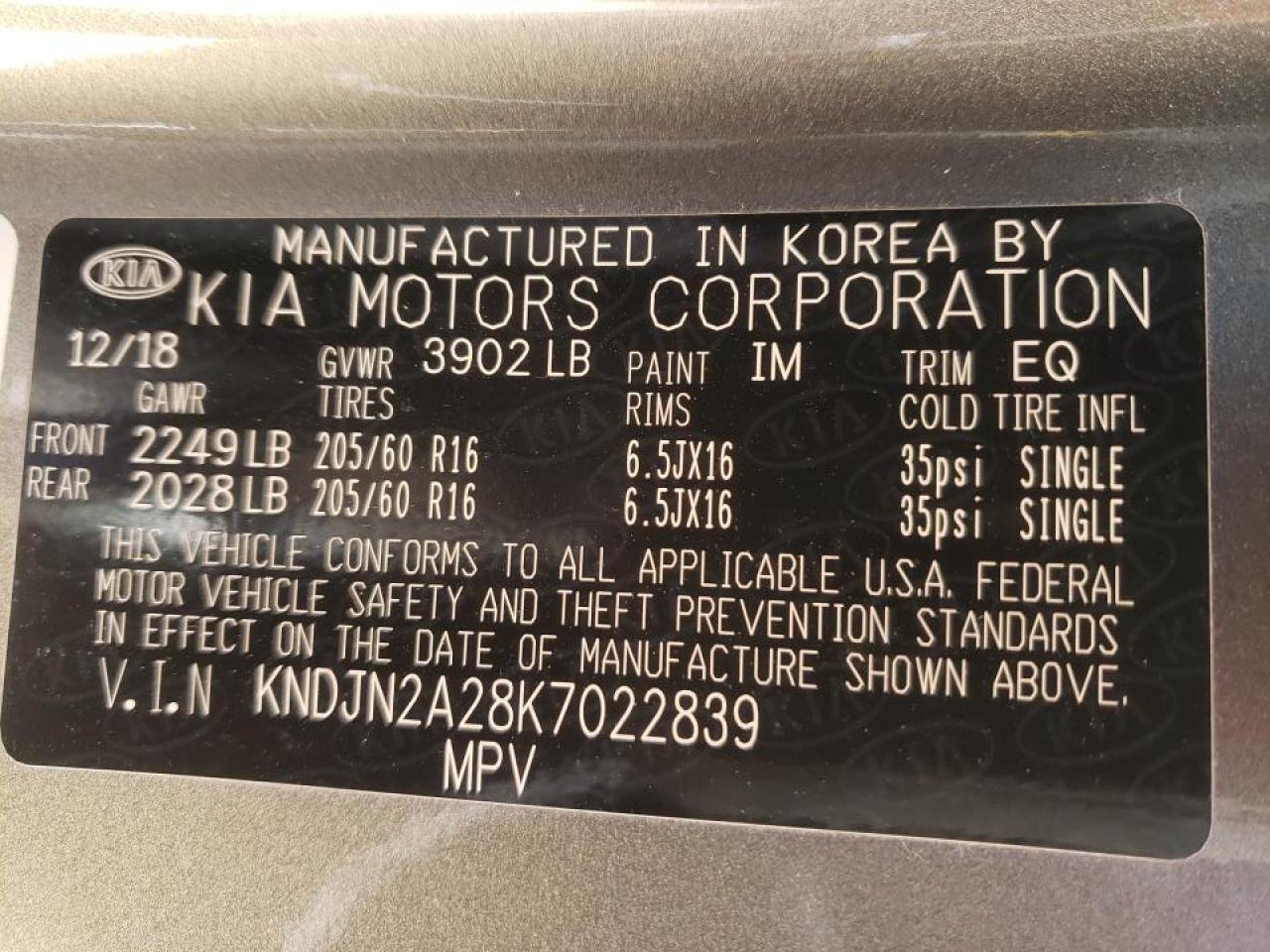 Photo 10 from auction – 2019 KIA SOUL with VIN KNDJN2A28K7022839