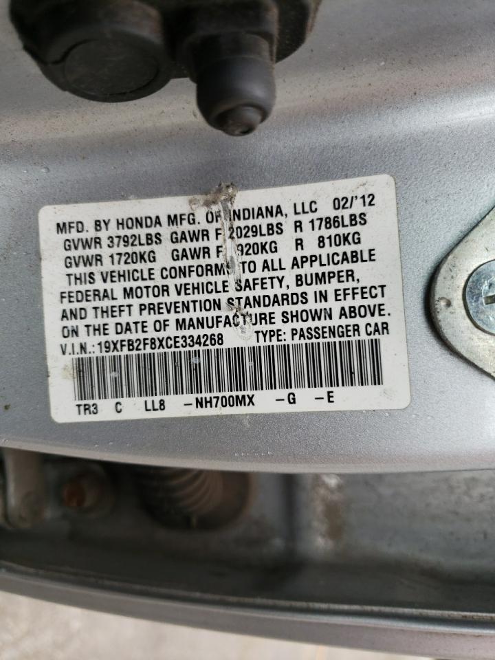 Photo 10 from auction – 2012 HONDA CIVIC EX with VIN 19XFB2F8XCE334268