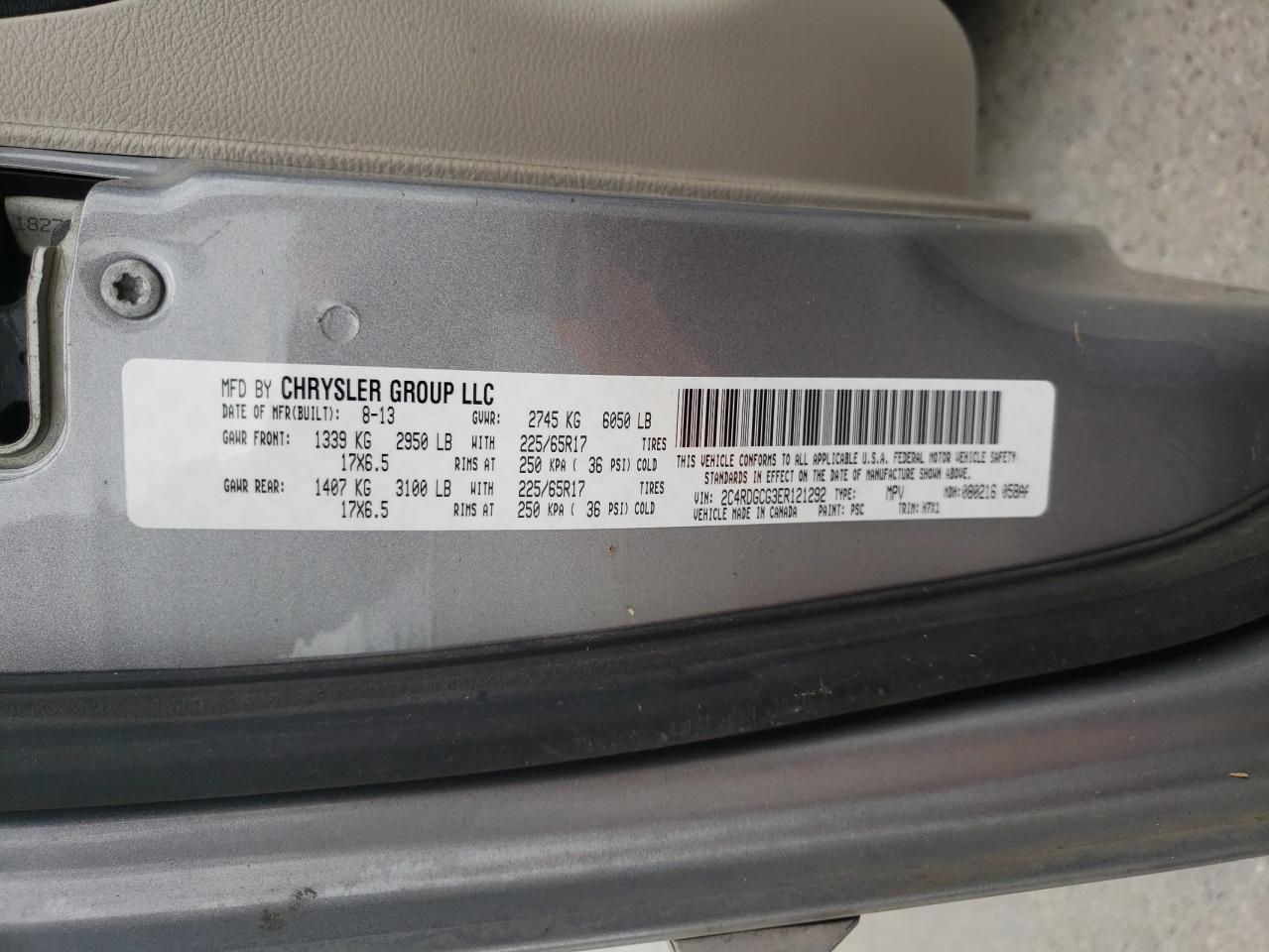 Photo 10 from auction – 2014 DODGE GRAND CARA with VIN 2C4RDGCG3ER121292