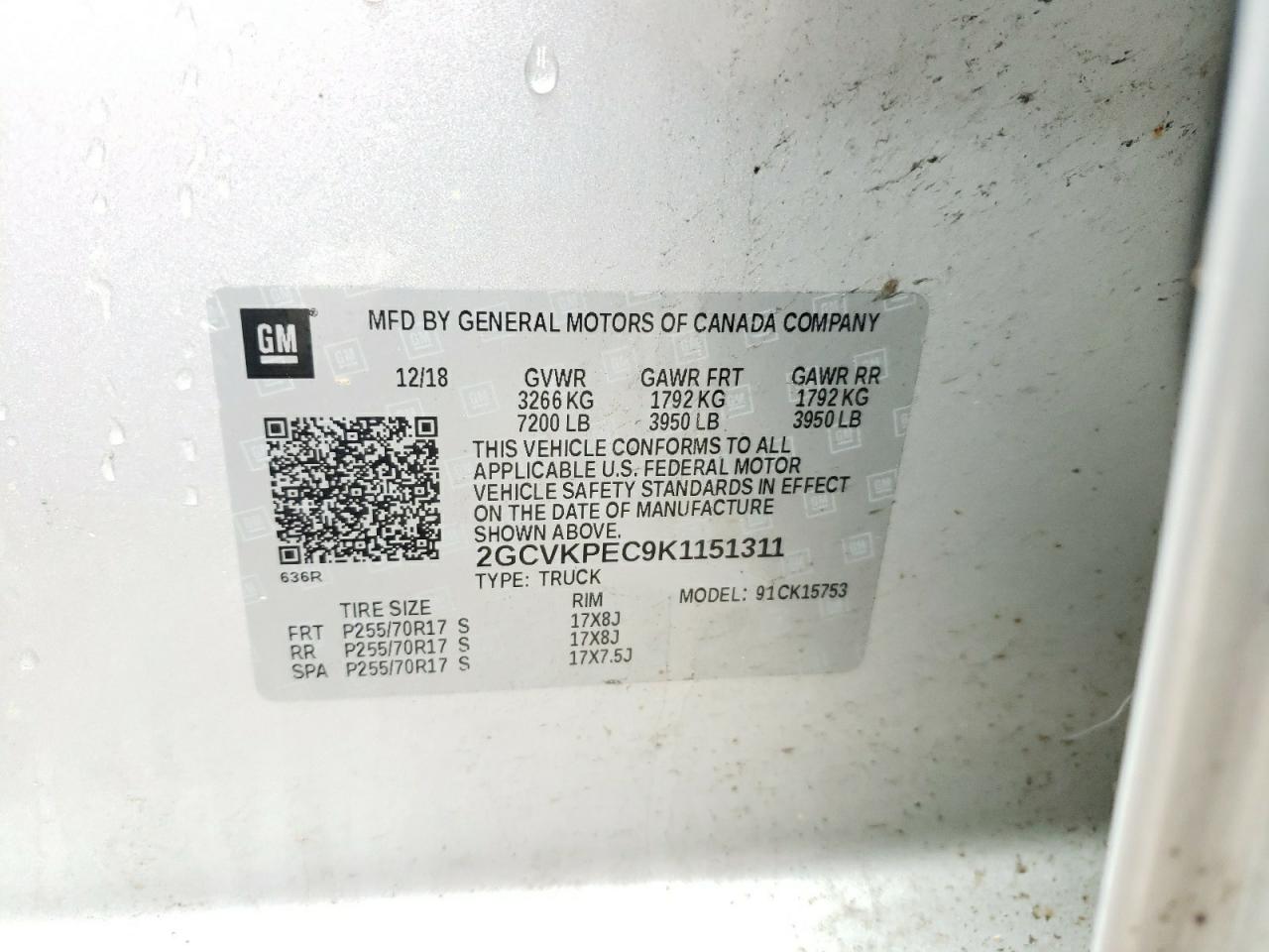 Photo 10 from auction – 2019 CHEVROLET SILVERADO with VIN 2GCVKPEC9K1151311