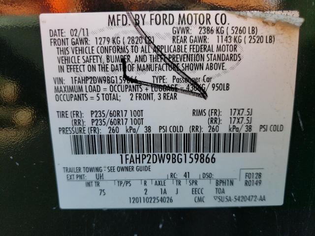Foto 10 de la subasta – 2011 FORD TAURUS SE con VIN 1FAHP2DW9BG159866