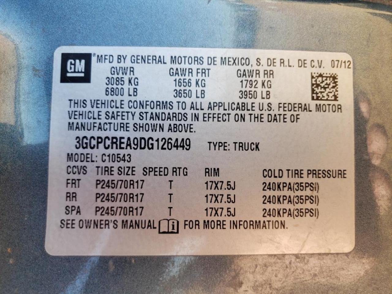Photo 10 from auction – 2013 CHEVROLET SILVERADO with VIN 3GCPCREA9DG126449