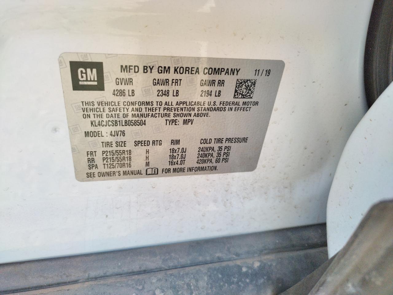 Photo 10 from auction – 2020 BUICK ENCORE ESS with VIN KL4CJCSB1LB058504