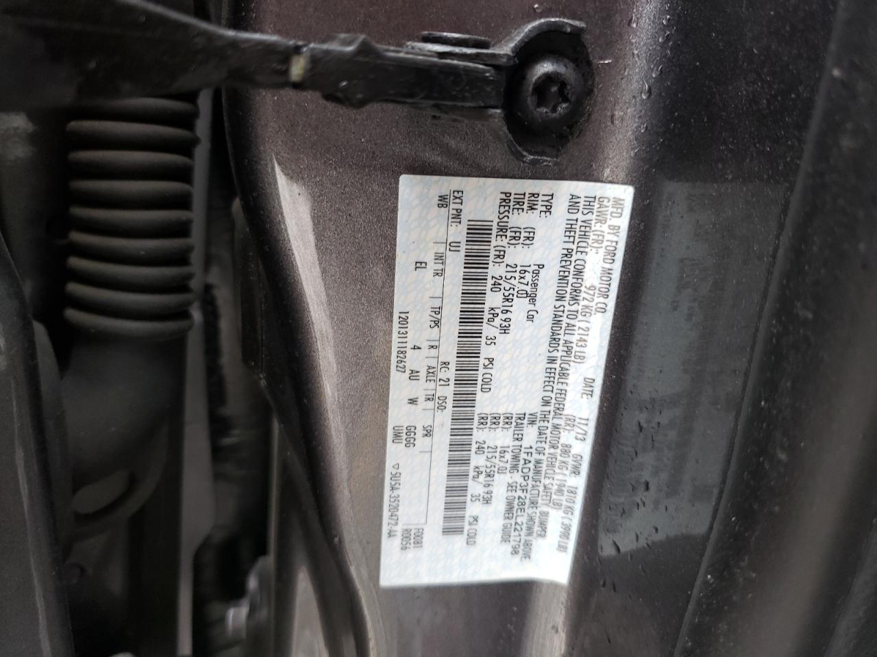 Photo 10 from auction – 2014 FORD FOCUS SE with VIN 1FADP3F28EL221798