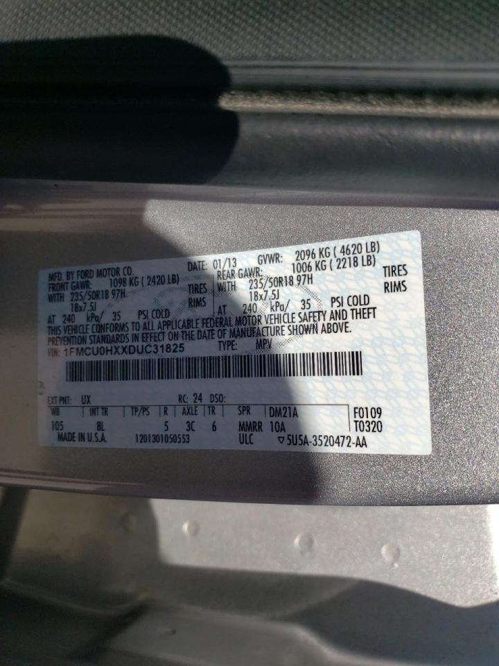Photo 10 from auction – 2013 FORD ESCAPE SEL with VIN 1FMCU0HXXDUC31825