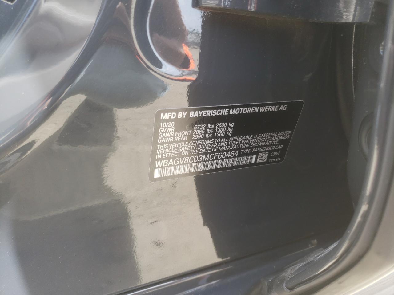 Photo 10 from auction – 2021 BMW M850XI with VIN WBAGV8C03MCF60464