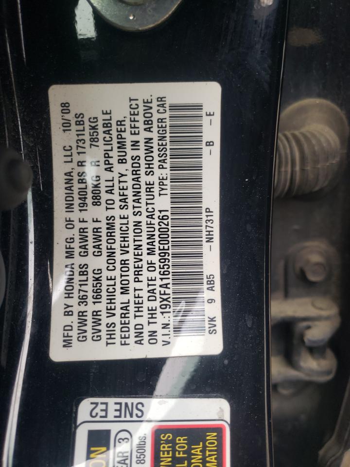 Photo 10 from auction – 2009 HONDA CIVIC LX with VIN 19XFA16599E000261