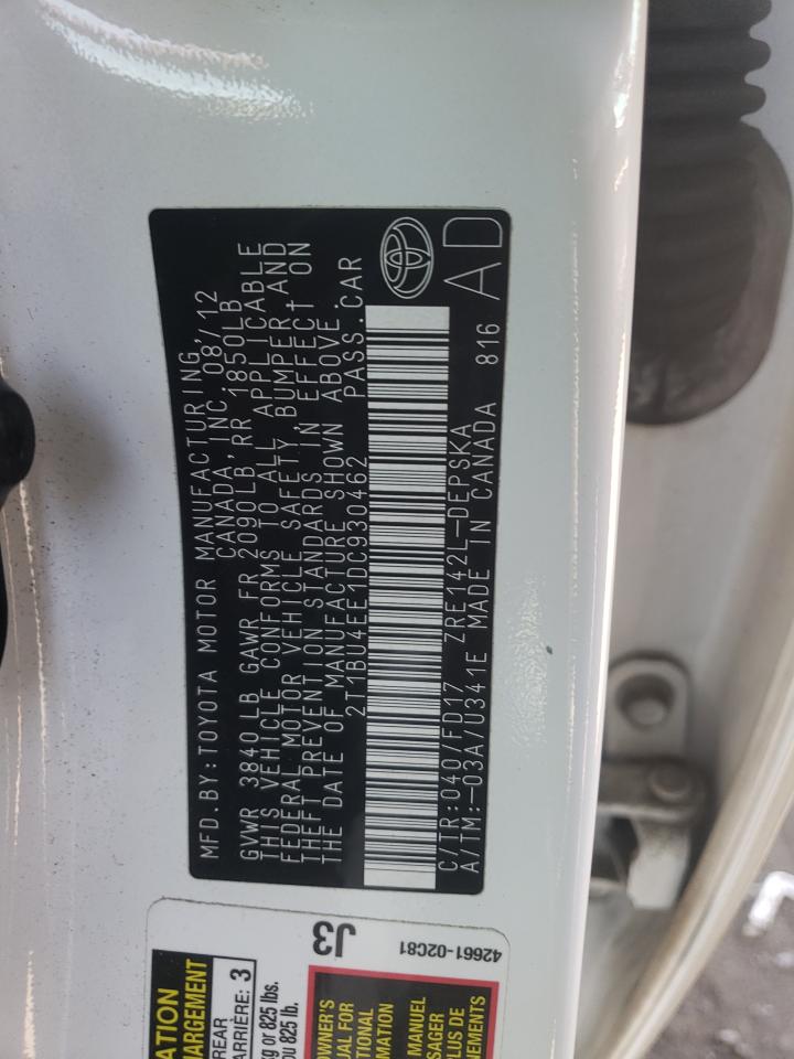 Фото 10 с аукциона – 2013 TOYOTA COROLLA BA с VIN 2T1BU4EE1DC930462