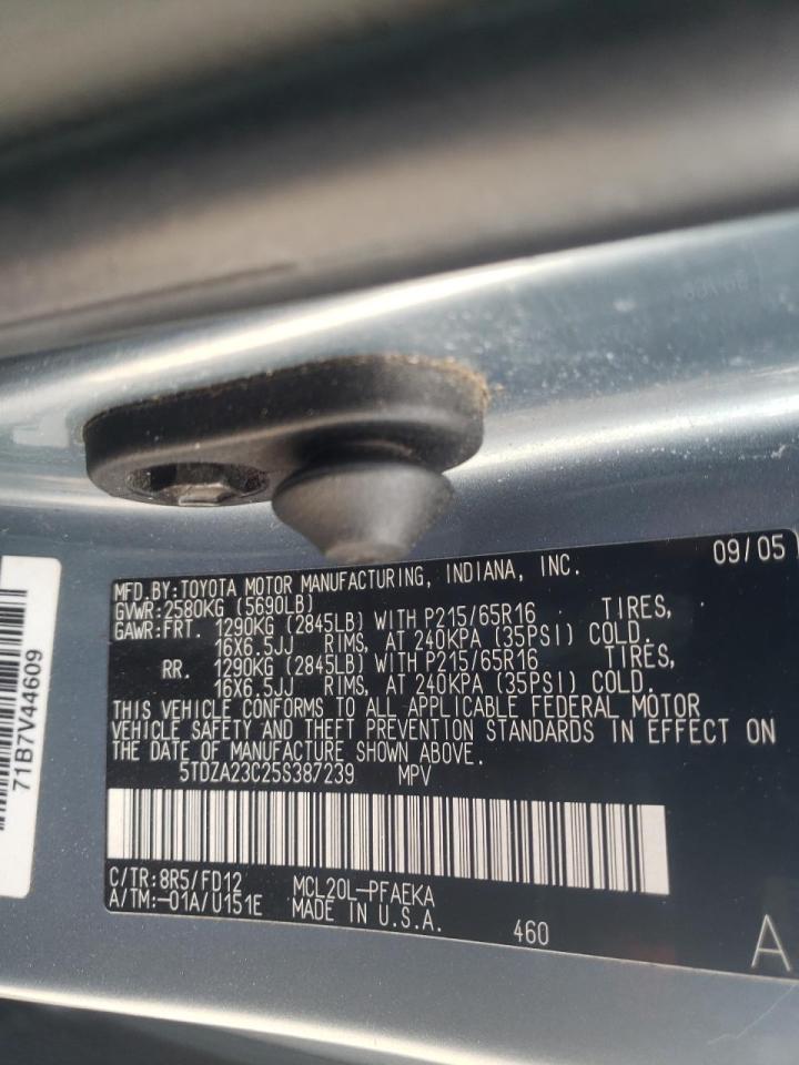 Photo 10 from auction – 2005 TOYOTA SIENNA CE with VIN 5TDZA23C25S387239